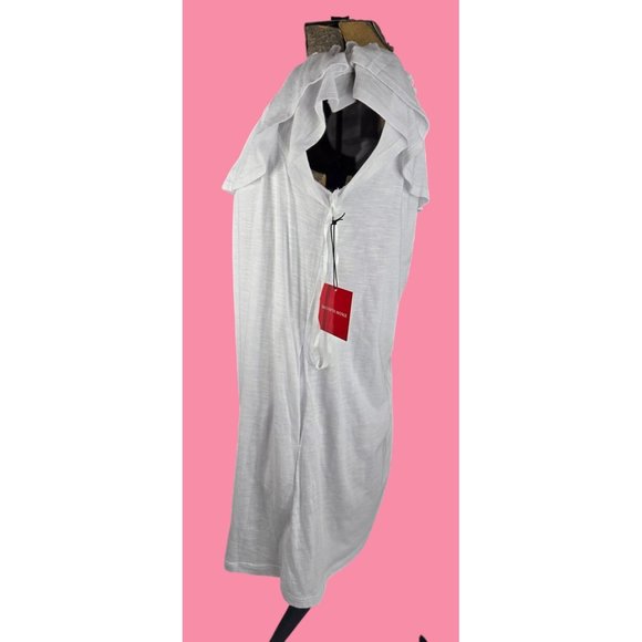 NWT White Ruffle Off-Shoulder lined Top By Saks Fifth Avenue Boho cottage - Picture 3 of 11